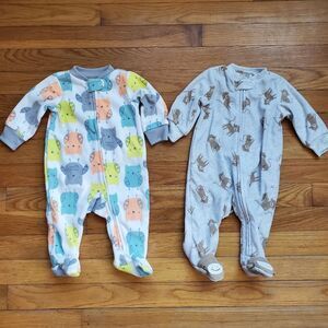 Simple Joys By Carters Fleece Zippered Footed‎ Pjs Size 0-3 Months Bundle